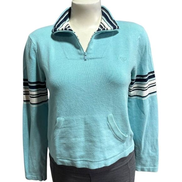 Roxy Tops - VINTAGE Roxy Women's Sweater Sweatshirt 1/4 Zip Surfer Skater Beach Ocean Size L